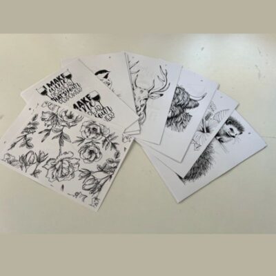 patroonboek met diverse designs door workshops houtbranden
