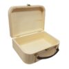 Houten koffertje met leren handvat. door workshops houtbranden